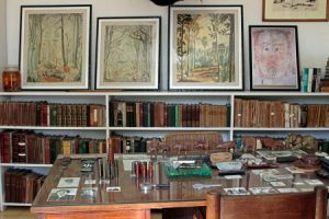 Library study with desk Ernest Hemingway house Finca La Vigia near Havana Cuba